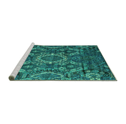 Sideview of Machine Washable Abstract Turquoise Modern Area Rugs, wshabs5334turq