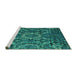 Sideview of Machine Washable Abstract Turquoise Modern Area Rugs, wshabs5334turq