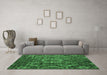 Machine Washable Abstract Emerald Green Modern Area Rugs in a Living Room,, wshabs5334emgrn