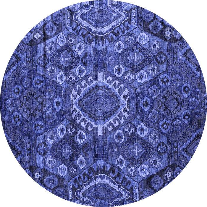 Round Machine Washable Abstract Blue Modern Rug, wshabs5334blu