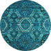 Round Machine Washable Abstract Light Blue Modern Rug, wshabs5334lblu