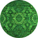 Round Machine Washable Abstract Green Modern Area Rugs, wshabs5334grn