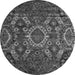 Round Machine Washable Abstract Gray Modern Rug, wshabs5334gry