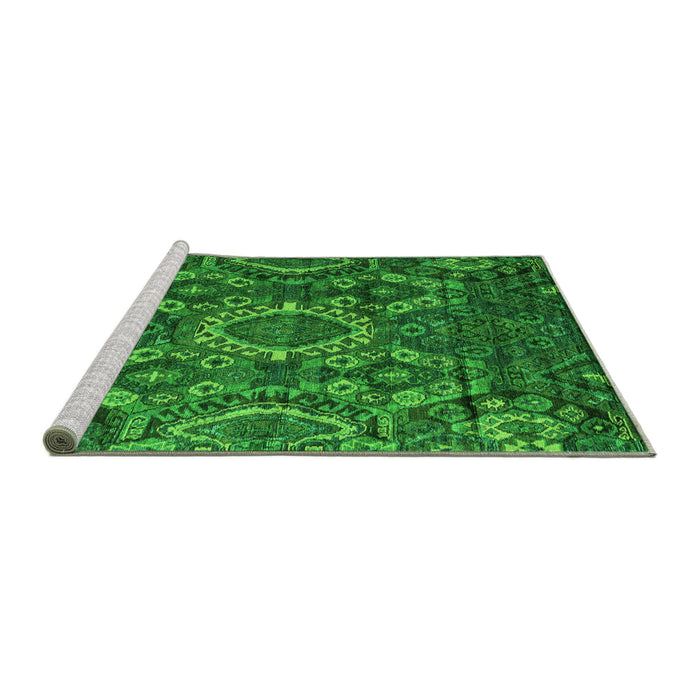 Sideview of Machine Washable Abstract Green Modern Area Rugs, wshabs5334grn