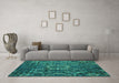 Machine Washable Abstract Turquoise Modern Area Rugs in a Living Room,, wshabs5334turq