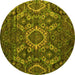 Round Abstract Yellow Modern Rug, abs5334yw