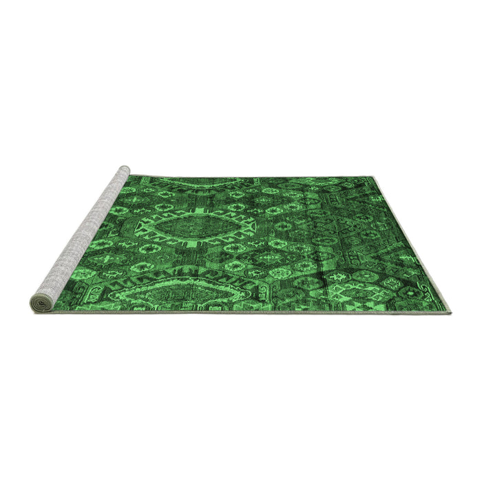 Sideview of Machine Washable Abstract Emerald Green Modern Area Rugs, wshabs5334emgrn