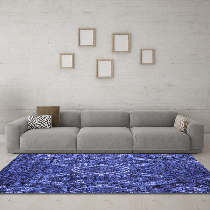 Machine Washable Abstract Blue Modern Rug in a Living Room, wshabs5334blu