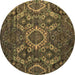 Round Abstract Brown Modern Rug, abs5334brn