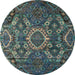 Round Machine Washable Abstract Dark Gray Black Rug, wshabs5334