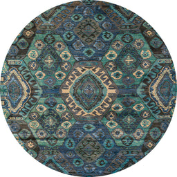 Round Abstract Dark Gray Black Modern Rug, abs5334