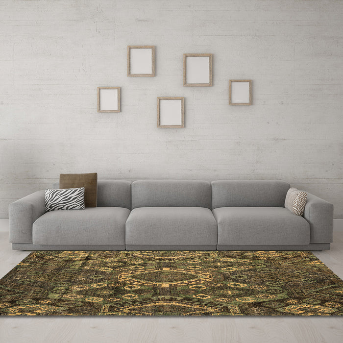 Machine Washable Abstract Brown Modern Rug in a Living Room,, wshabs5334brn