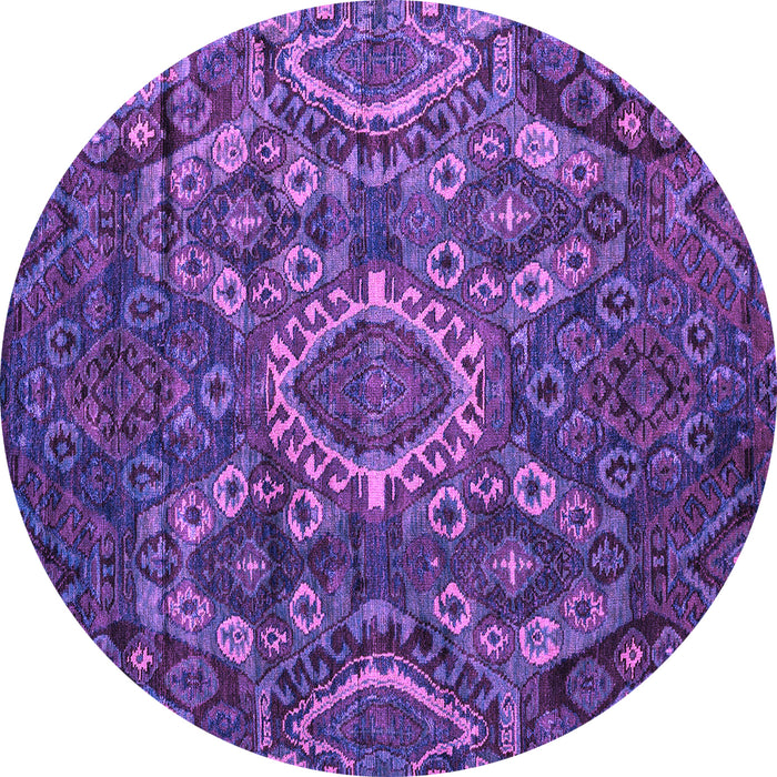 Round Abstract Purple Modern Rug, abs5334pur