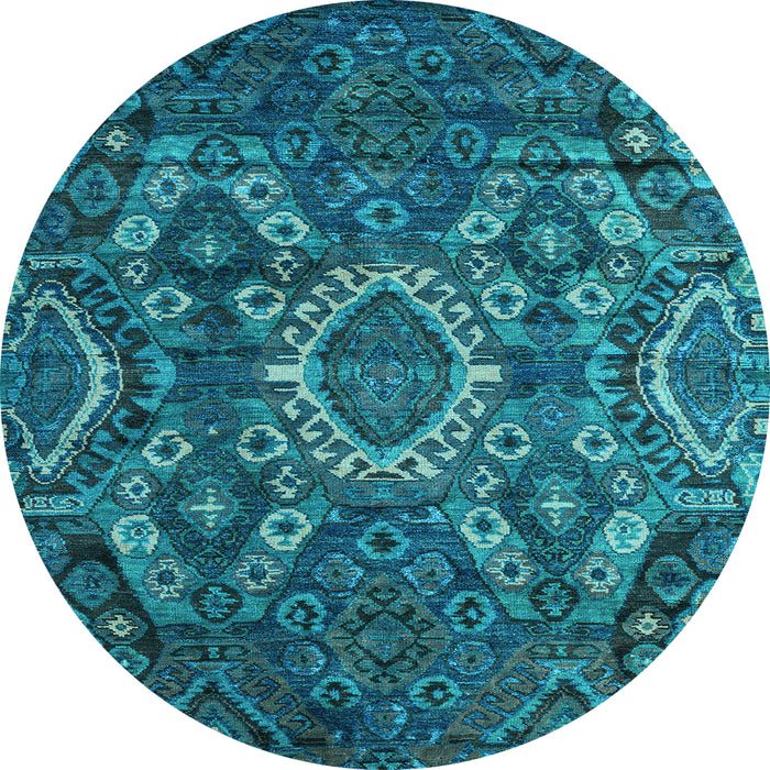 Round Abstract Light Blue Modern Rug, abs5334lblu