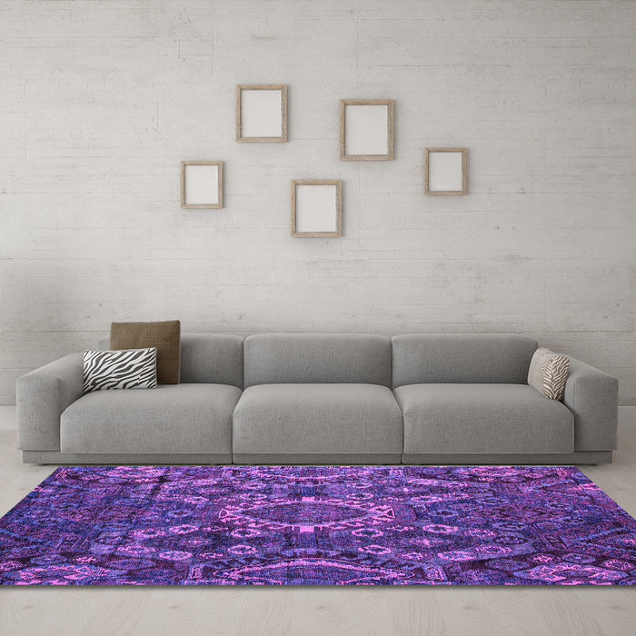 Machine Washable Abstract Purple Modern Area Rugs in a Living Room, wshabs5334pur