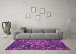Machine Washable Abstract Pink Modern Rug in a Living Room, wshabs5334pnk