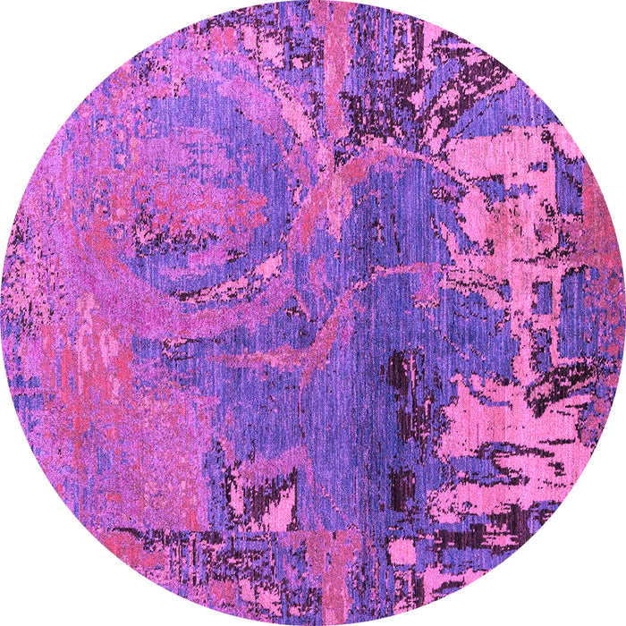 Round Machine Washable Abstract Purple Modern Area Rugs, wshabs5335pur