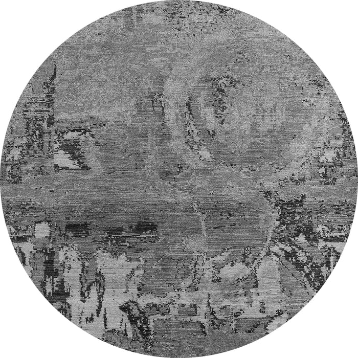 Round Abstract Gray Modern Rug, abs5335gry