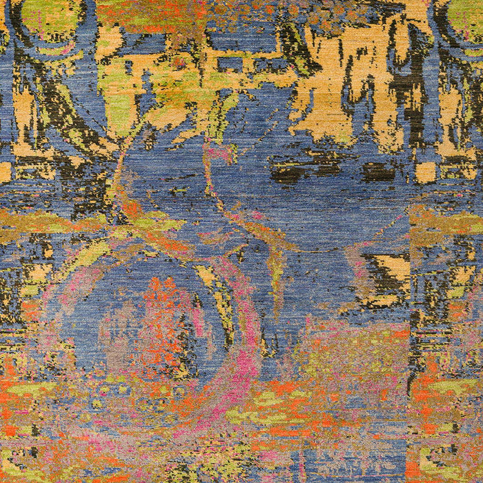 Square Abstract Copper Green Modern Rug, abs5335