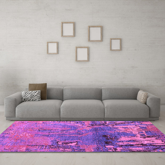 Machine Washable Abstract Purple Modern Area Rugs in a Living Room, wshabs5335pur