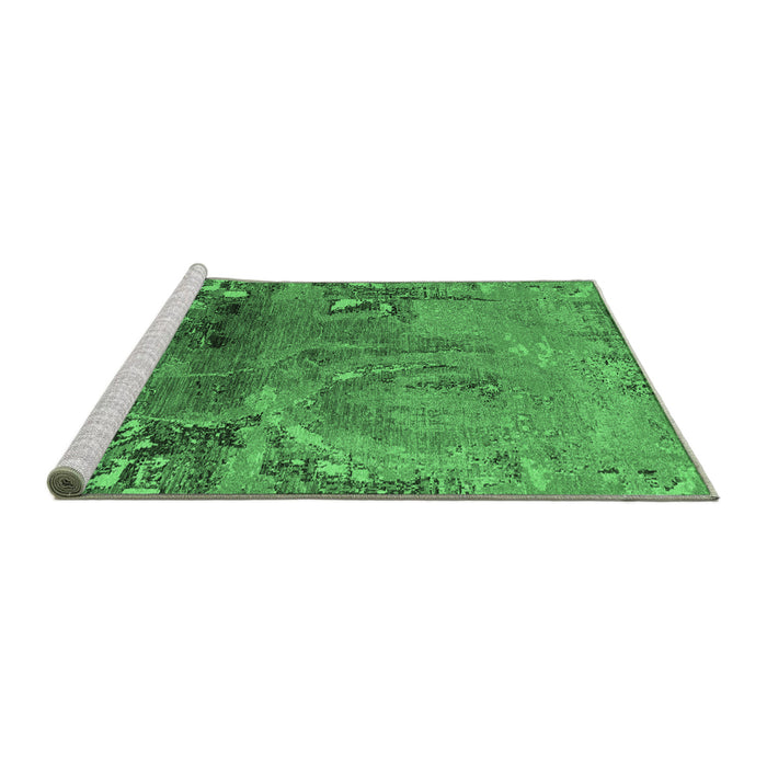 Sideview of Machine Washable Abstract Emerald Green Modern Area Rugs, wshabs5335emgrn