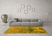 Machine Washable Abstract Yellow Modern Rug in a Living Room, wshabs5335yw