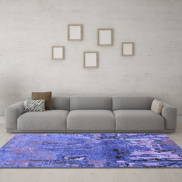 Machine Washable Abstract Blue Modern Rug in a Living Room, wshabs5335blu