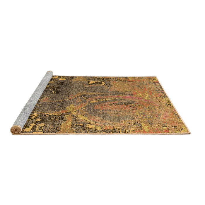 Sideview of Machine Washable Abstract Brown Modern Rug, wshabs5335brn