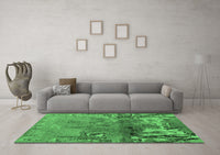 Machine Washable Abstract Emerald Green Modern Rug, wshabs5335emgrn