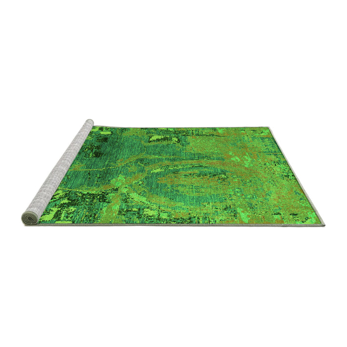 Sideview of Machine Washable Abstract Green Modern Area Rugs, wshabs5335grn