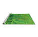 Sideview of Machine Washable Abstract Green Modern Area Rugs, wshabs5335grn