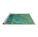 Sideview of Machine Washable Abstract Turquoise Modern Area Rugs, wshabs5335turq