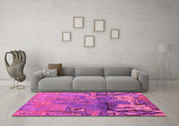 Machine Washable Abstract Pink Modern Rug, wshabs5335pnk