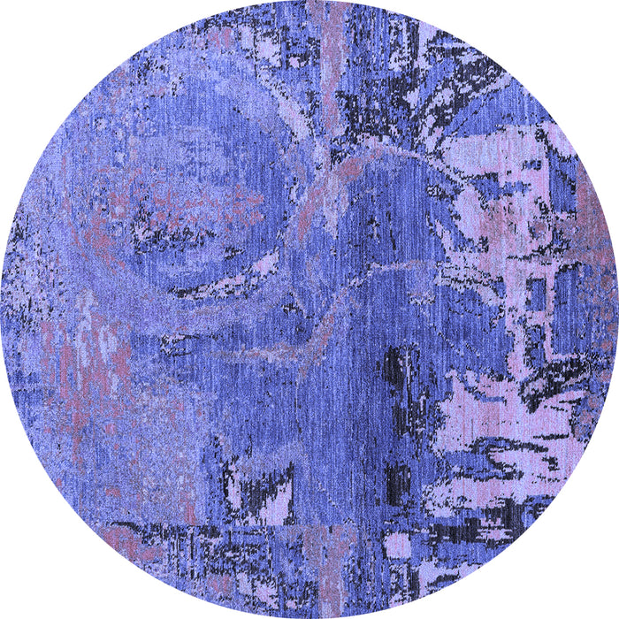 Round Abstract Blue Modern Rug, abs5335blu