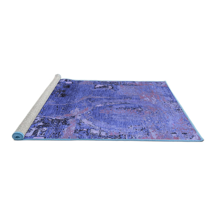 Sideview of Machine Washable Abstract Blue Modern Rug, wshabs5335blu