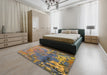 Abstract Copper Green Modern Rug in a Bedroom, abs5335