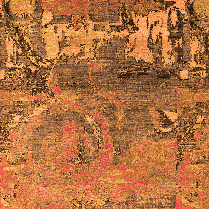 Square Machine Washable Abstract Orange Modern Area Rugs, wshabs5335org