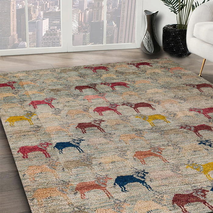 Machine Washable Abstract Light French Beige Brown Rug in a Family Room, wshabs5336