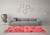 Machine Washable Abstract Red Modern Rug, wshabs5336red