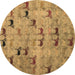 Round Abstract Brown Modern Rug, abs5336brn