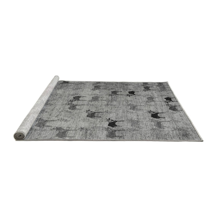 Sideview of Machine Washable Abstract Gray Modern Rug, wshabs5336gry