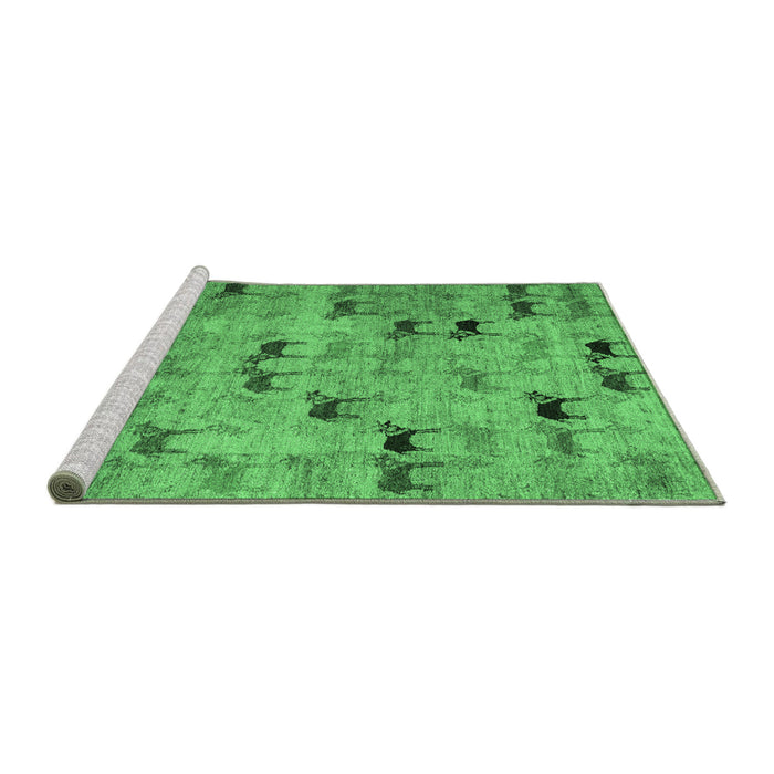 Sideview of Machine Washable Abstract Emerald Green Modern Area Rugs, wshabs5336emgrn