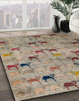 Abstract Light French Beige Brown Modern Rug in Family Room, abs5336