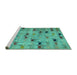 Sideview of Machine Washable Abstract Turquoise Modern Area Rugs, wshabs5336turq