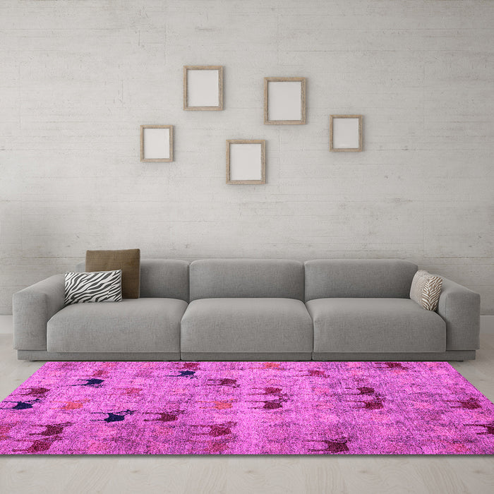 Machine Washable Abstract Pink Modern Rug in a Living Room, wshabs5336pnk