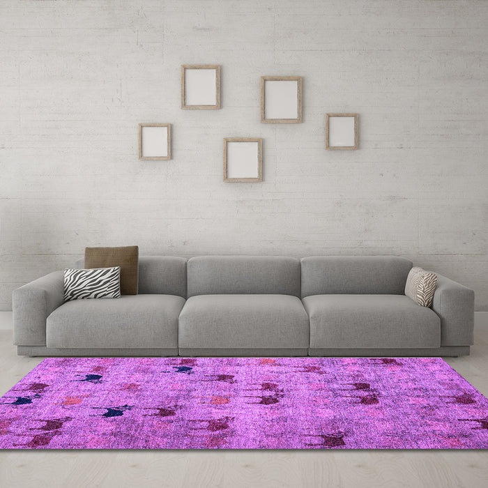 Machine Washable Abstract Purple Modern Area Rugs in a Living Room, wshabs5336pur