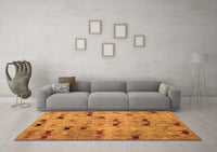 Machine Washable Abstract Orange Modern Rug, wshabs5336org