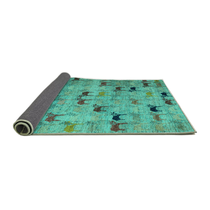 Sideview of Abstract Turquoise Modern Rug, abs5336turq