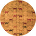 Round Abstract Orange Modern Rug, abs5336org