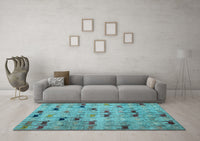 Machine Washable Abstract Light Blue Modern Rug, wshabs5336lblu